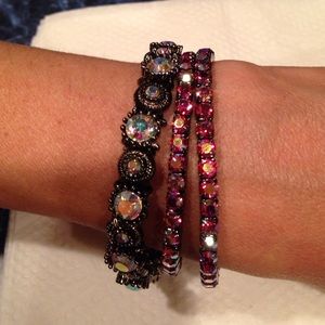 Pink rhinestone bracelet set