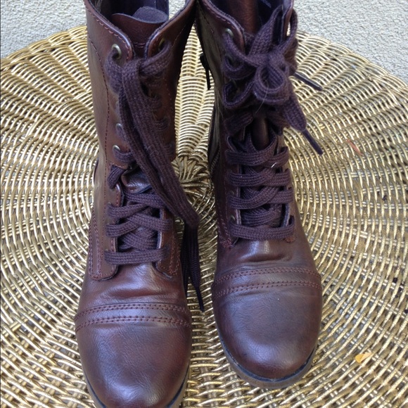 Brown combat boots