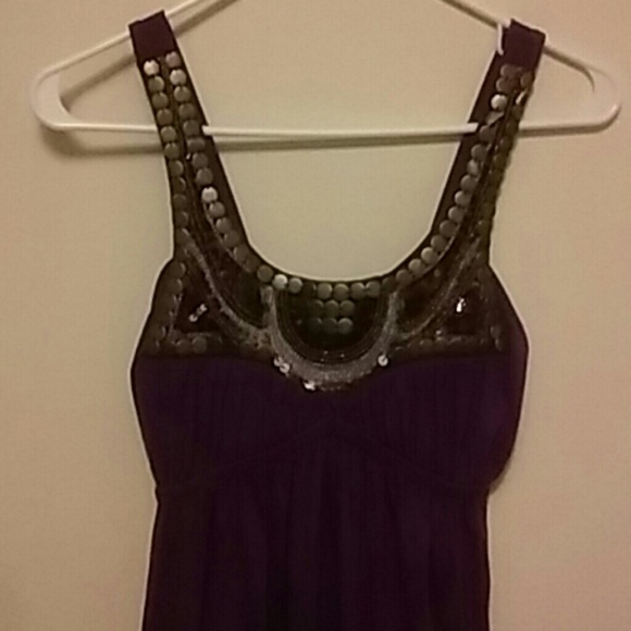 Plum beaded and sequined dress