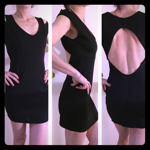 Little Black Keyhole Back Fitted Dress