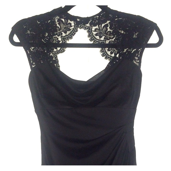Gorgeous little black chiffon dress w/ lace detail
