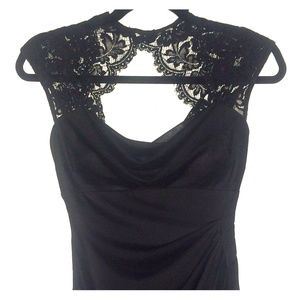 Gorgeous little black chiffon dress w/ lace detail