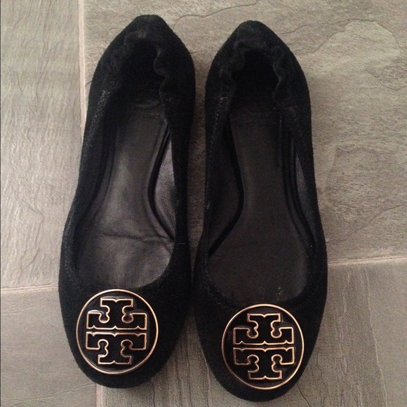 Authentic Tory Burch black leather Reva flats