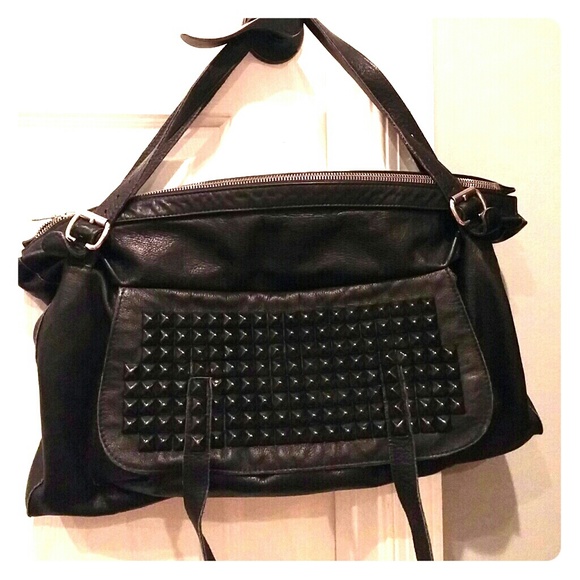 Tylie Malibu Handbags - Tylie Malibu Rose Studded Satchel in Black