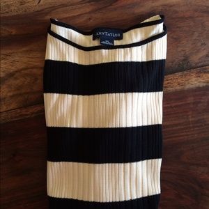 Ann Taylor XS new silk sweater striped black/cream