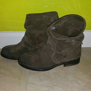 Grey Leather Ankle Moto Boots/Boots