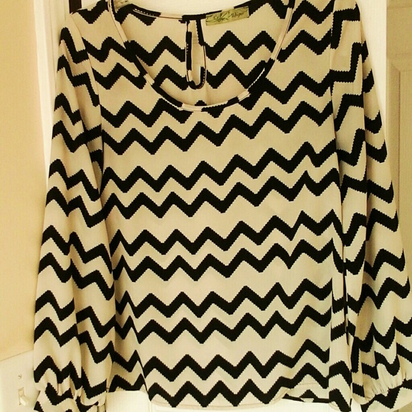 Black and cream chevron blouse