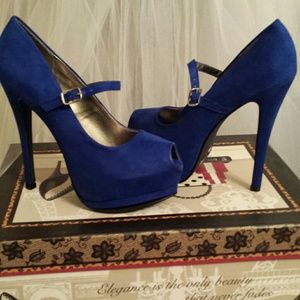 Cobalt Peep Toe Pumps