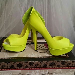 Neon Peep Toe Pumps