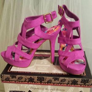 Magenta Peep Toe Sandals
