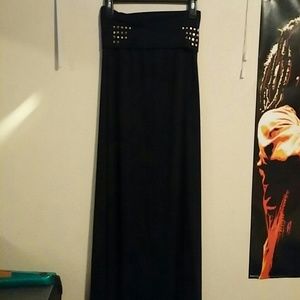 Black Studded Maxi Skirt