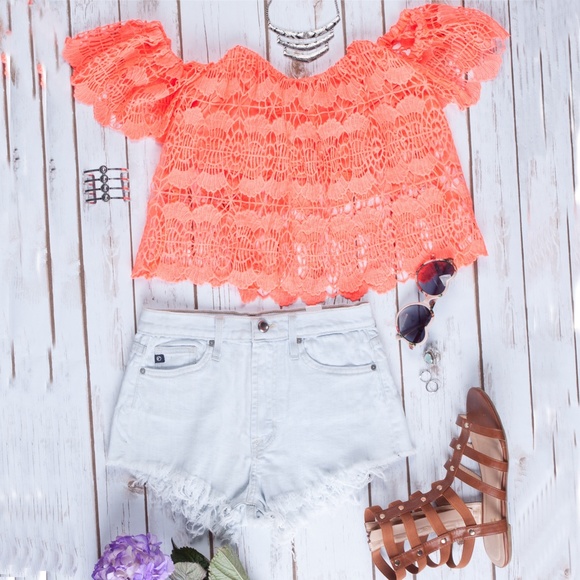Tops - Neon pink off shoulder stone cold fox style top