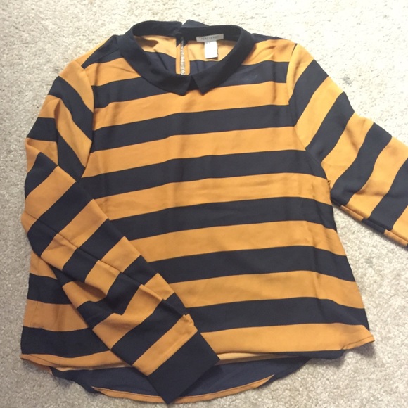 Striped Black-Camel Forever21 blouse/top.