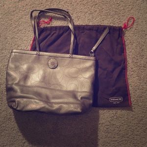 Coach Bag, Medium Metallic Tan/Gold