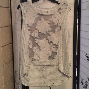 Paper Crane Mesh Floral Top