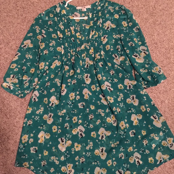 Forever 21 sheer tunic dress green floral small