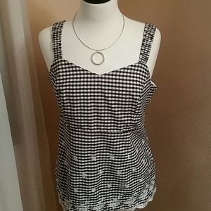Gingham black/white Tank