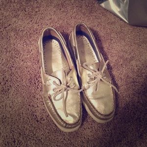 Metallic Sperry Topsiders - Size 7