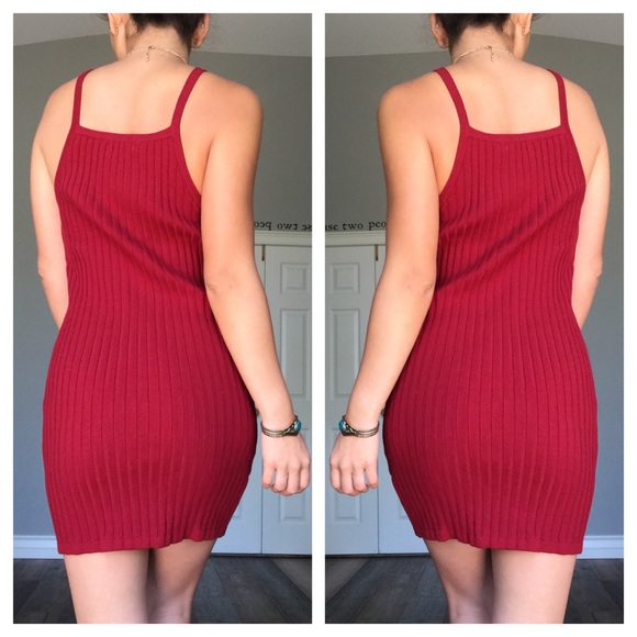 New Sale💋Burgundy Ribbed Knit Dress - Picture 2 of 3