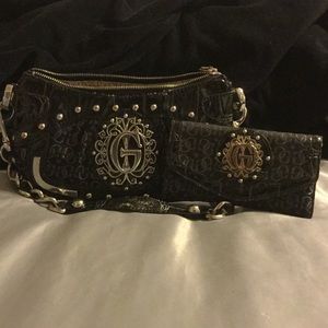 Black and Silver Guess Bag with Wallet