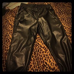 Black leather like Joggers