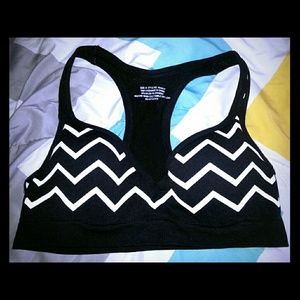 Black and white padded sports bra