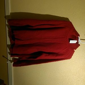 Red turtleneck sweater