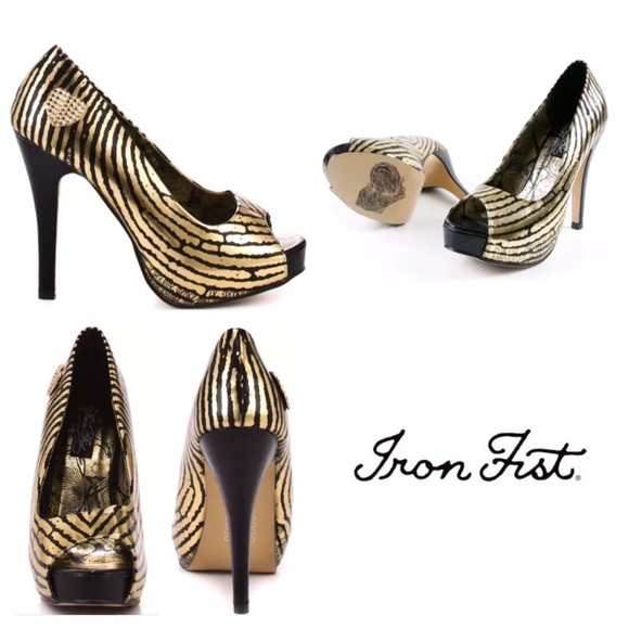 Iron Fist 8 Gold Black Hands Off Stiletto Heel
