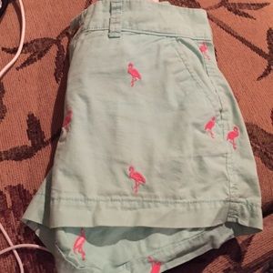 Old navy Mint shorts with pink flamingos
