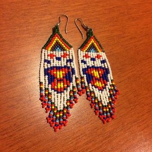 Free people tribal beaded earrings