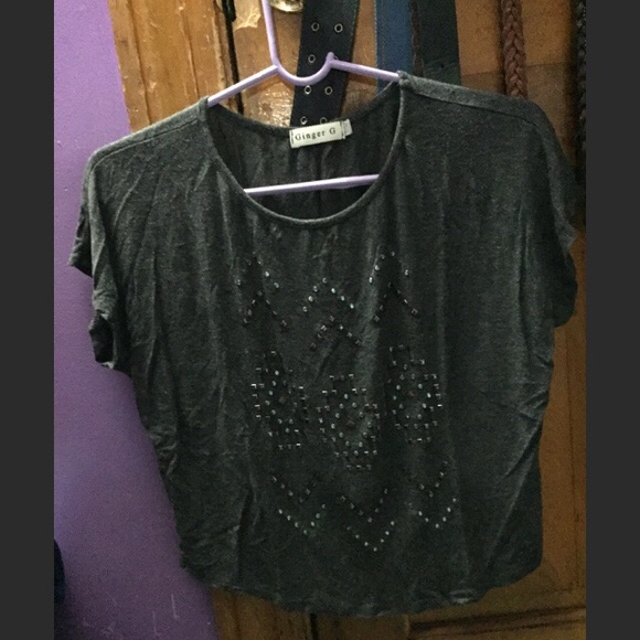 Cute, dark grey loose tribal t-shirt