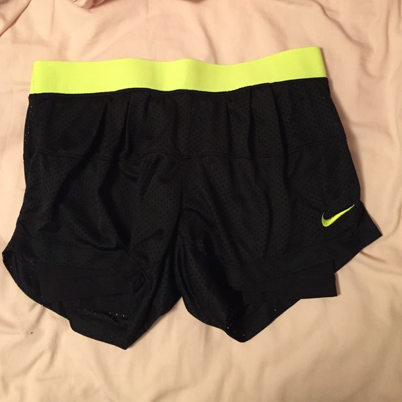 Black and Neon Yellow Nike Dri Fit Running Shorts