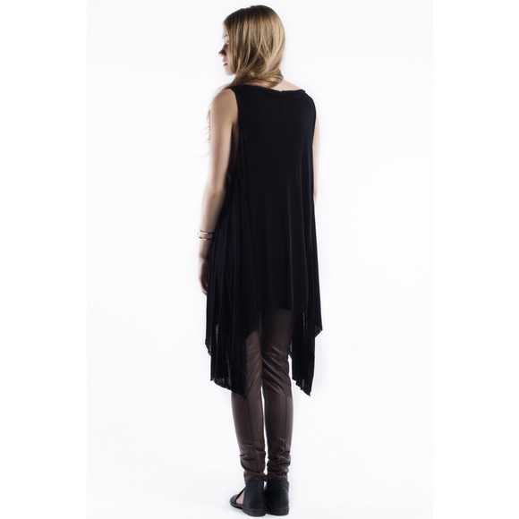 "Rebel" Loose Asymmetrical Black Tank Tunic - Picture 3 of 3