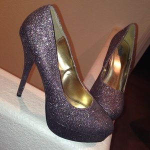 Charolette Russe Purple Glitter Pumps