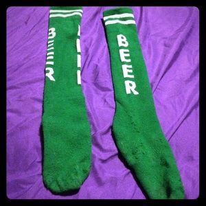 Knee high green BEER socks