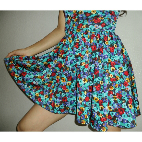 AA nylon tricot floral figure skater dress