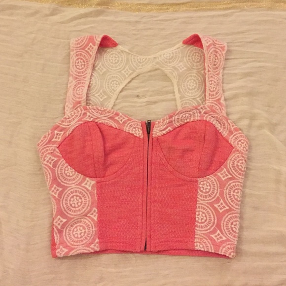 Kimchi Blue Tops - Urban outfitters crop top! Coral lace beige