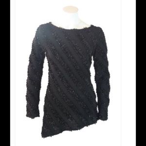Fuzzy asymmetrical Black a Sweater