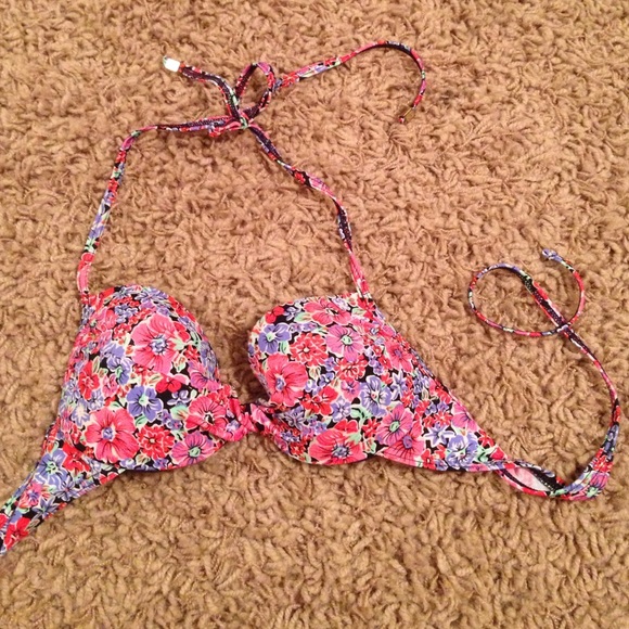 Top Shop pink/blue floral bathing suit top