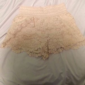 Cream crochet shorts