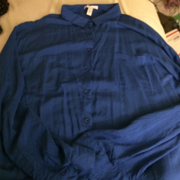 Royal Blue Button Up Blouse