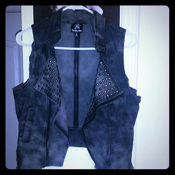 Studded denim vest