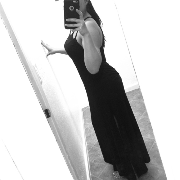 Black long dress with a slit