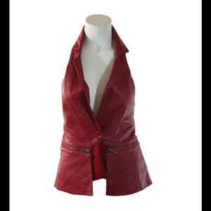 Red leather biker jacket
