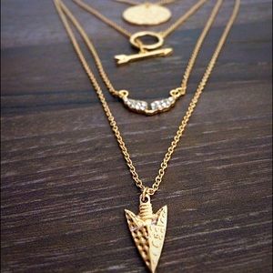 Multilayered Chains and pendant necklace