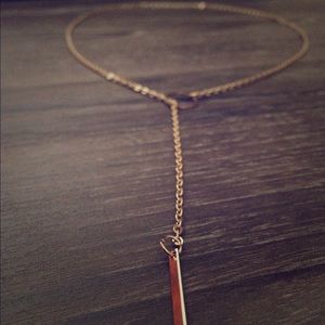 Gold Tone Bar Circle Lariat Necklace