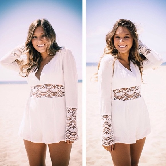 Honey Punch Crochet Lace Romper