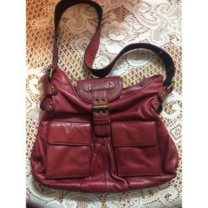 BCBGMaxAzria Dark Red Leather Shoulder Bag Purse