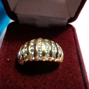 Gold tone with diamonds thick ring