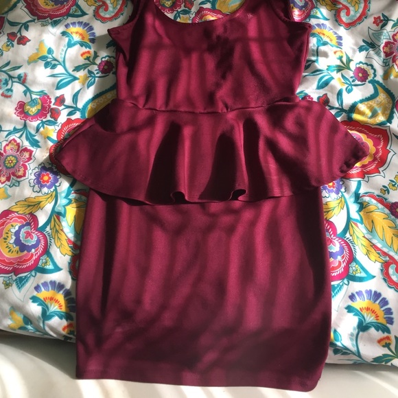 Maroon casual dress .